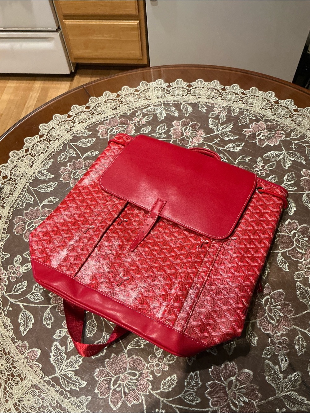 Goyard Red Leather Backpack Clip Strap